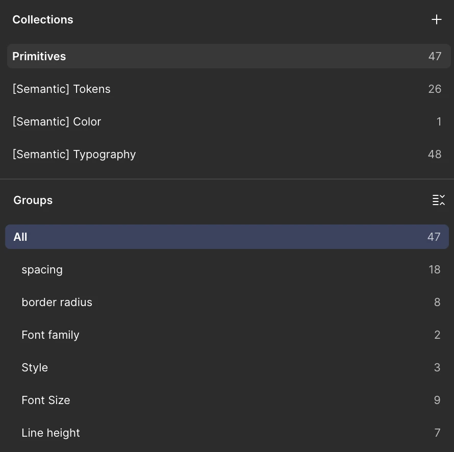 Figma variables structure