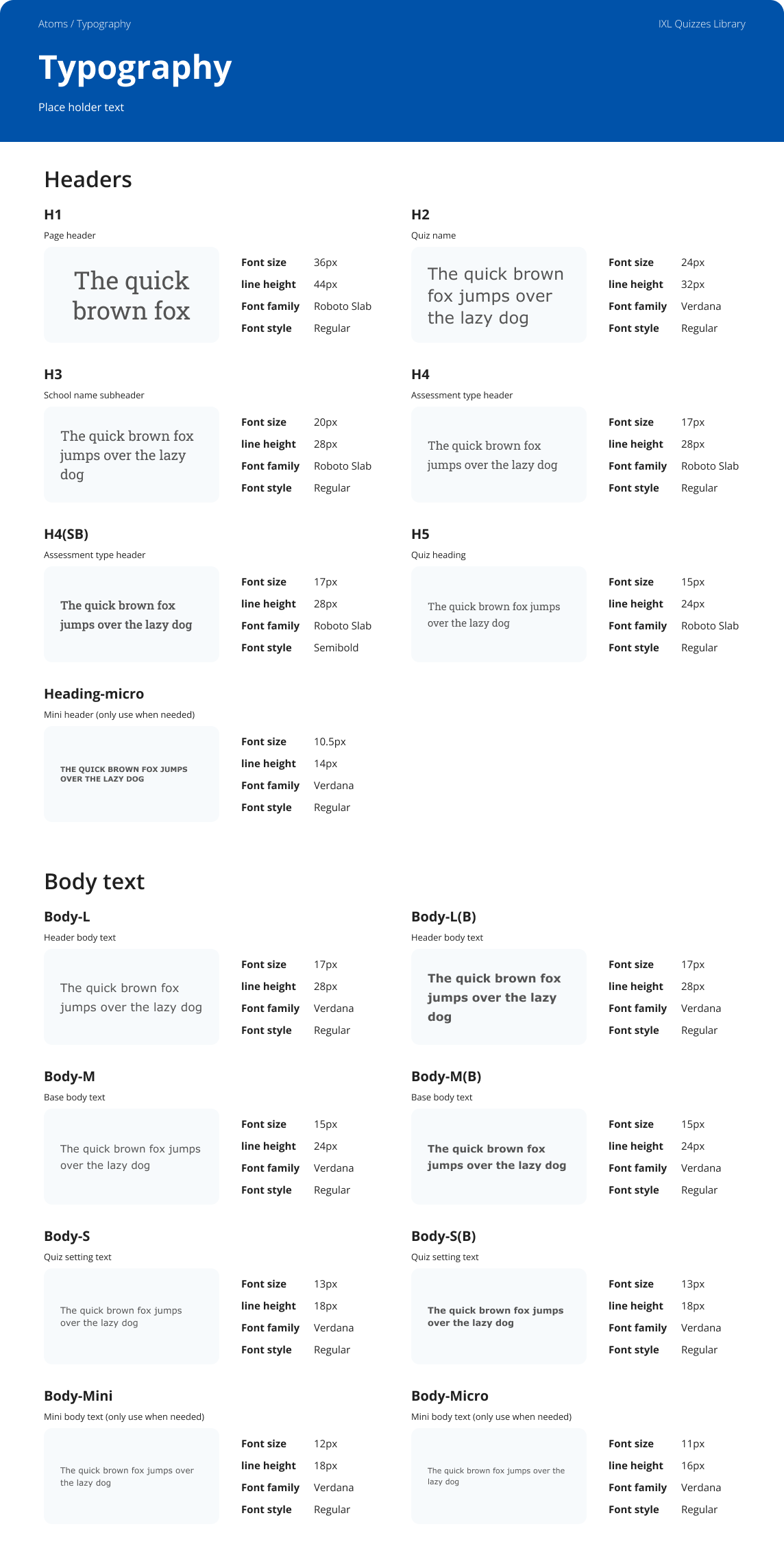 IXL typography system