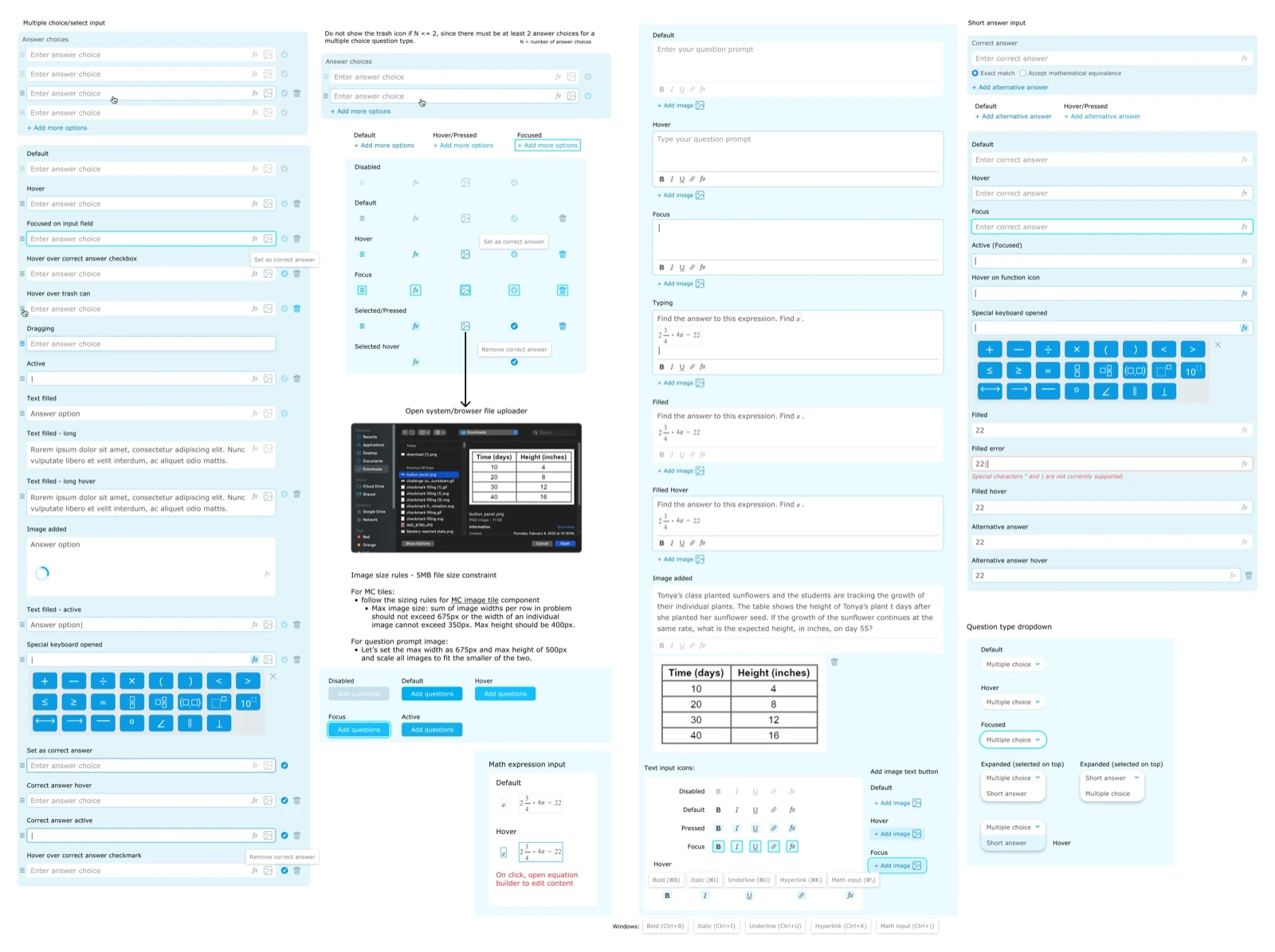 Custom question form elements